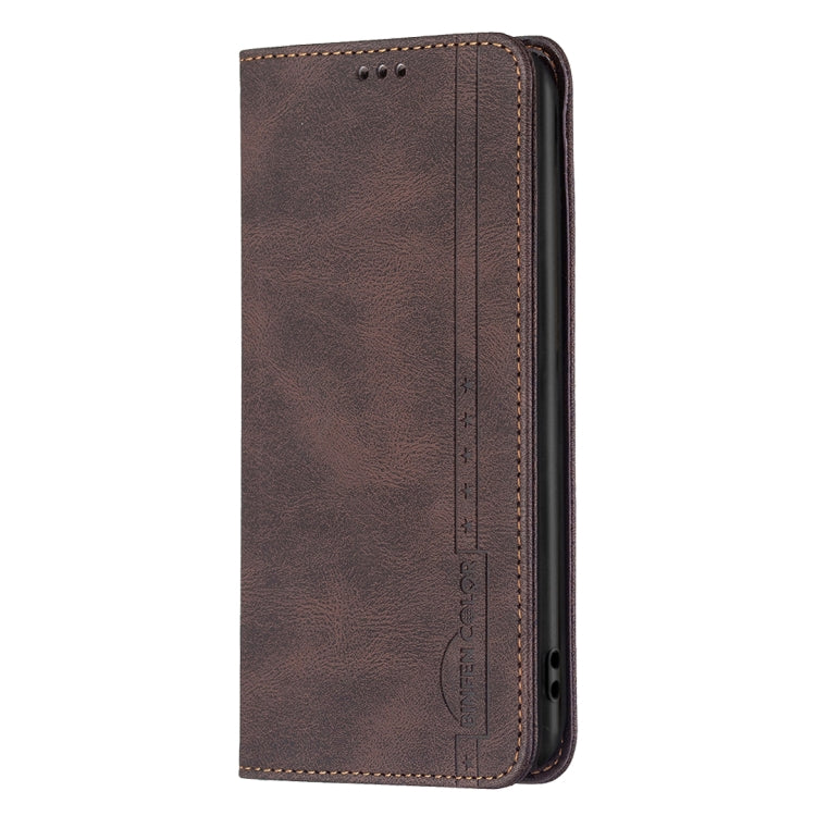 For Nothing Phone 1 Magnetic RFID Blocking Anti-Theft Leather Phone Case(Brown) - Nothing Cases by buy2fix | Online Shopping UK | buy2fix