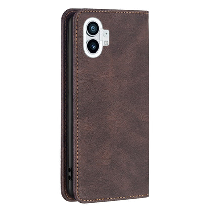 For Nothing Phone 1 Magnetic RFID Blocking Anti-Theft Leather Phone Case(Brown) - Nothing Cases by buy2fix | Online Shopping UK | buy2fix