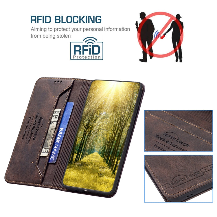 For Nothing Phone 1 Magnetic RFID Blocking Anti-Theft Leather Phone Case(Brown) - Nothing Cases by buy2fix | Online Shopping UK | buy2fix