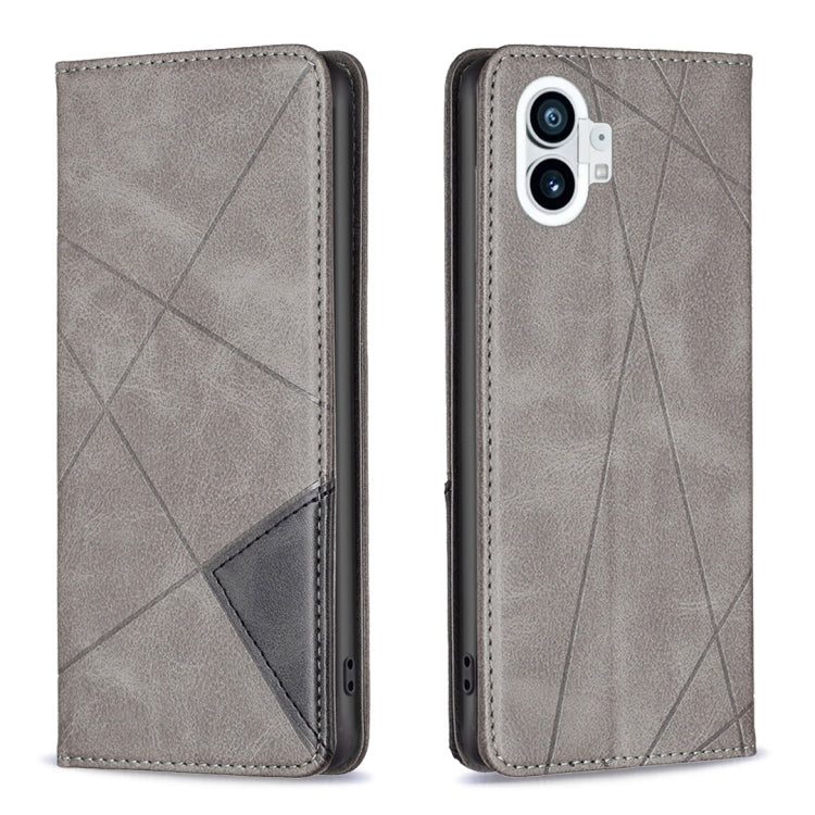 For Nothing Phone 1 Prismatic Invisible Magnetic Leather Phone Case(Grey) - Nothing Cases by buy2fix | Online Shopping UK | buy2fix