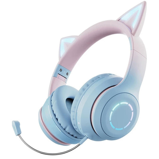 BT029C RGB Dual Modes Cat Ear Wireless Bluetooth Headphone(Blue) - Headset & Headphone by buy2fix | Online Shopping UK | buy2fix