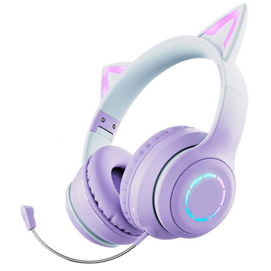BT029C RGB Dual Modes Cat Ear Wireless Bluetooth Headphone(Purple) - Headset & Headphone by buy2fix | Online Shopping UK | buy2fix