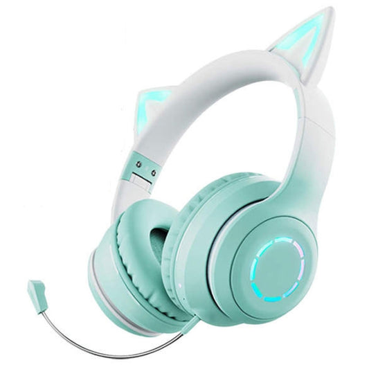BT029C RGB Dual Modes Cat Ear Wireless Bluetooth Headphone(Green) - Headset & Headphone by buy2fix | Online Shopping UK | buy2fix