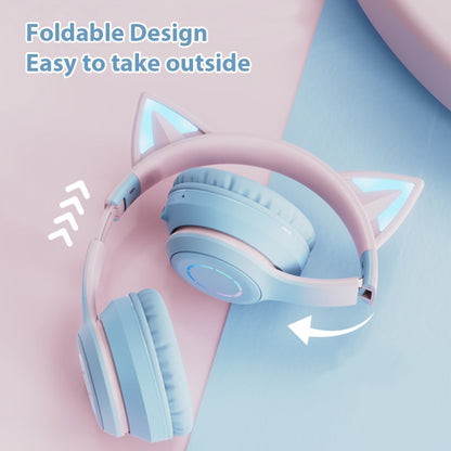 BT029C RGB Dual Modes Cat Ear Wireless Bluetooth Headphone(Green) - Headset & Headphone by buy2fix | Online Shopping UK | buy2fix