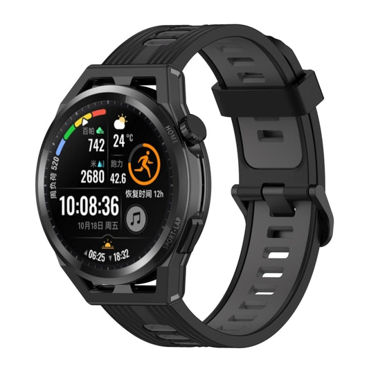 For Honor Watch GS 3 22mm Stripe Two-color Silicone Watch Band(Black Dark Grey) - Watch Bands by buy2fix | Online Shopping UK | buy2fix