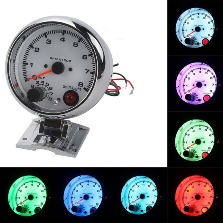 Car Modified 7 Background Lights Tachometer 0-8000RPM for 4/6/8 Cylinder Engines - Car Modification by buy2fix | Online Shopping UK | buy2fix