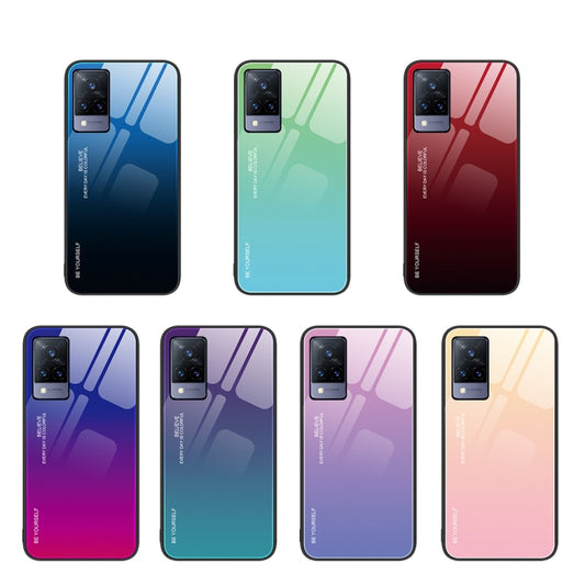 For vivo V21 Gradient Color Glass Case(Green Cyan) - vivo Cases by buy2fix | Online Shopping UK | buy2fix