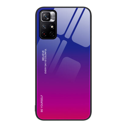 For Xiaomi Redmi Note 11 5G/Poco M4 Pro Gradient Color Glass Case(Purple Red) by buy2fix