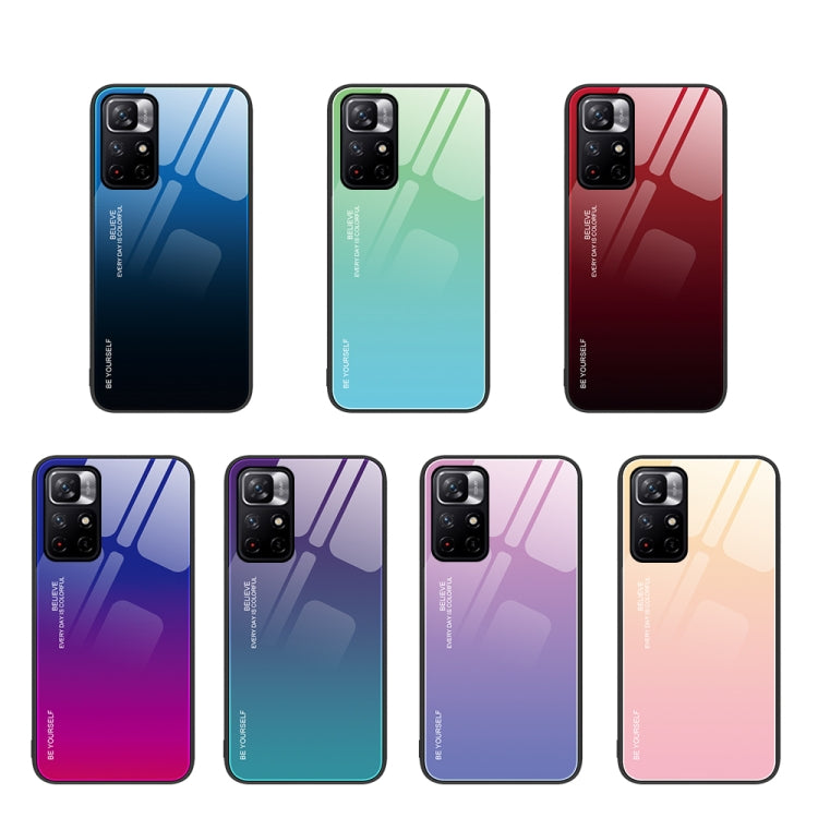 For Xiaomi Redmi Note 11 5G/Poco M4 Pro Gradient Color Glass Case(Purple Red) by buy2fix