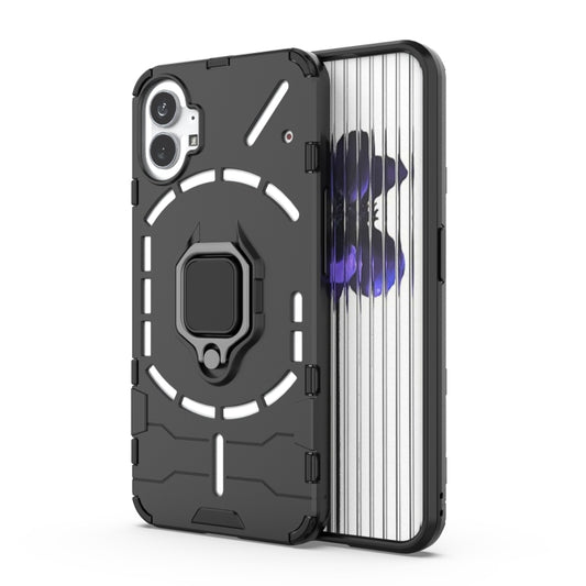 For Nothing Phone 1 PC + TPU Shockproof Protective Phone Case with Magnetic Ring Holder(Black) - Nothing Cases by buy2fix | Online Shopping UK | buy2fix