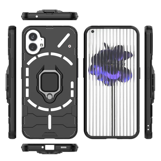 For Nothing Phone 1 PC + TPU Shockproof Protective Phone Case with Magnetic Ring Holder(Black) - Nothing Cases by buy2fix | Online Shopping UK | buy2fix
