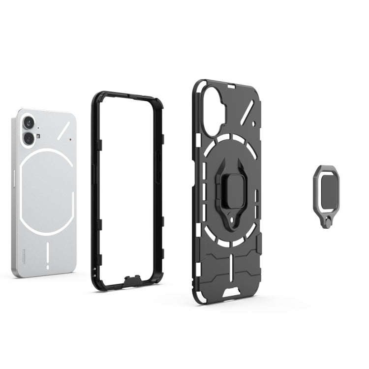 For Nothing Phone 1 PC + TPU Shockproof Protective Phone Case with Magnetic Ring Holder(Black) by buy2fix