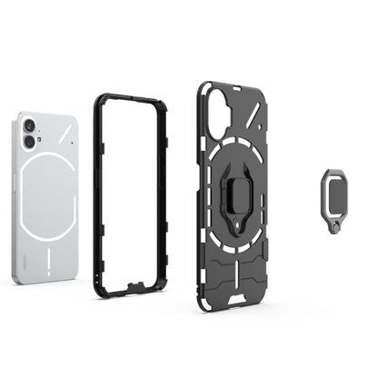 For Nothing Phone 1 PC + TPU Shockproof Protective Phone Case with Magnetic Ring Holder(Black) by buy2fix