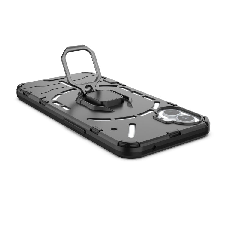 For Nothing Phone 1 PC + TPU Shockproof Protective Phone Case with Magnetic Ring Holder(Black) by buy2fix