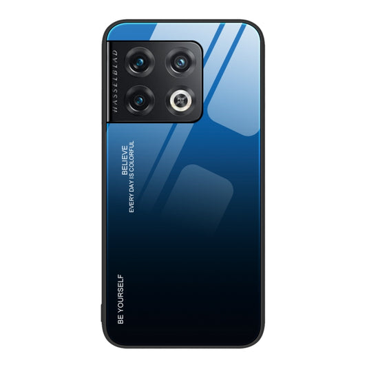 For OnePlus 10 Pro Gradient Color Glass Case(Blue Black) - OnePlus Cases by buy2fix | Online Shopping UK | buy2fix