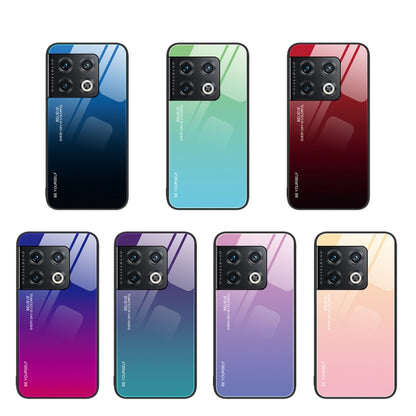 For OnePlus 10 Pro Gradient Color Glass Case(Blue Black) - OnePlus Cases by buy2fix | Online Shopping UK | buy2fix