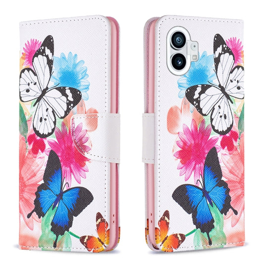 For Nothing Phone 1 Colored Drawing Pattern Leather Phone Case(Butterflies) by buy2fix