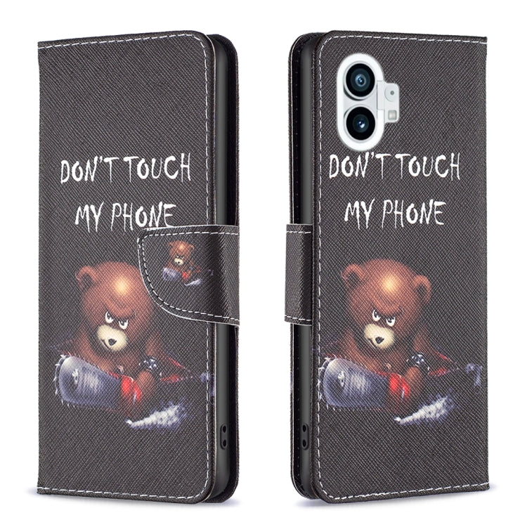 For Nothing Phone 1 Colored Drawing Pattern Leather Phone Case(Bear) by buy2fix