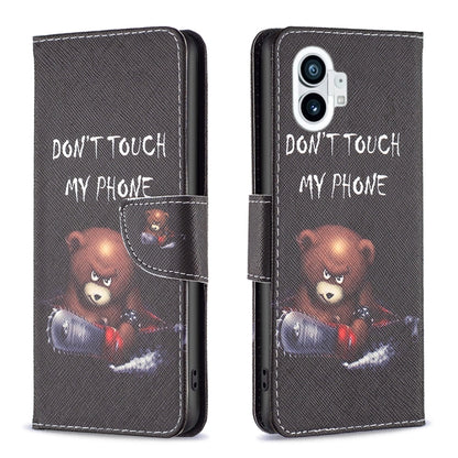 For Nothing Phone 1 Colored Drawing Pattern Leather Phone Case(Bear) by buy2fix