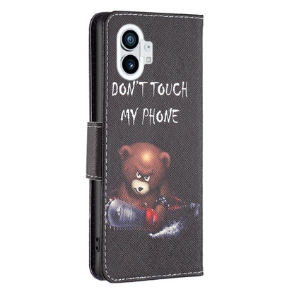For Nothing Phone 1 Colored Drawing Pattern Leather Phone Case(Bear) by buy2fix