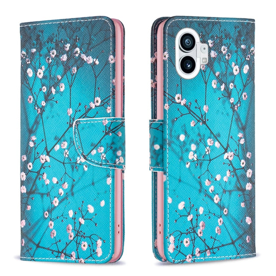 For Nothing Phone 1 Colored Drawing Pattern Leather Phone Case(Plum Blossom)
