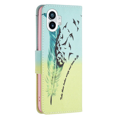 For Nothing Phone 1 Colored Drawing Pattern Leather Phone Case(Feather) by buy2fix