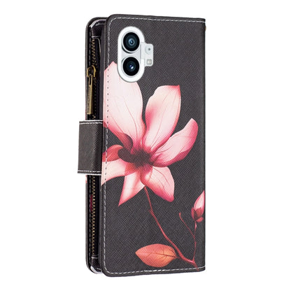 For Nothing Phone 1 Colored Drawing Pattern Zipper Leather Phone Case(Lotus) by buy2fix