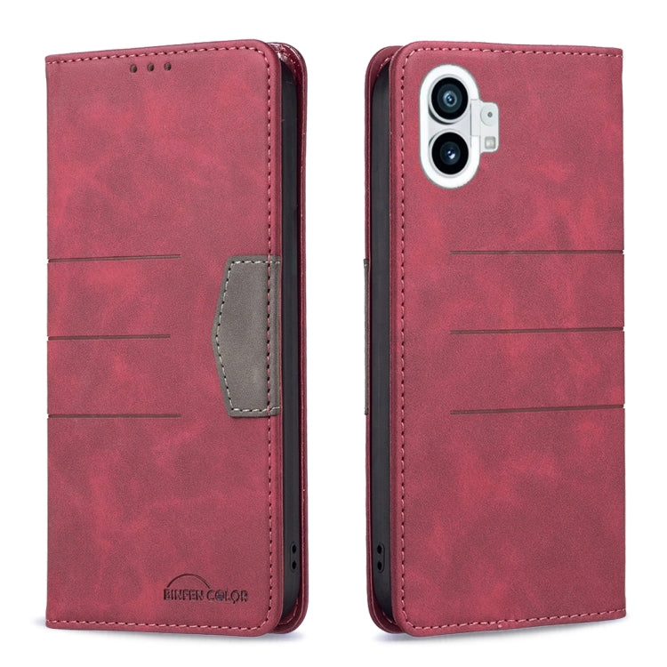 For Nothing Phone 1 Magnetic Splicing Leather Phone Case(Red) by buy2fix