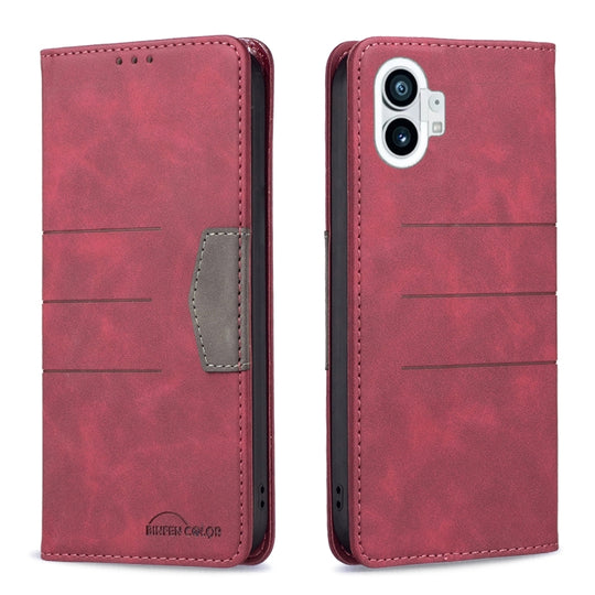 For Nothing Phone 1 Magnetic Splicing Leather Phone Case(Red)