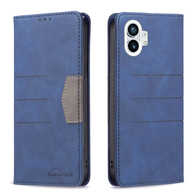 For Nothing Phone 1 Magnetic Splicing Leather Phone Case(Blue) - Nothing Cases by buy2fix | Online Shopping UK | buy2fix