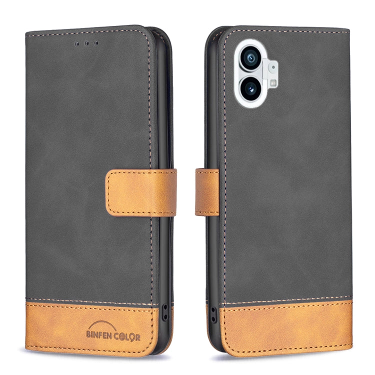 For Nothing Phone 1 BF11 Color Matching Skin Feel Leather Phone Case(Black) - Nothing Cases by buy2fix | Online Shopping UK | buy2fix