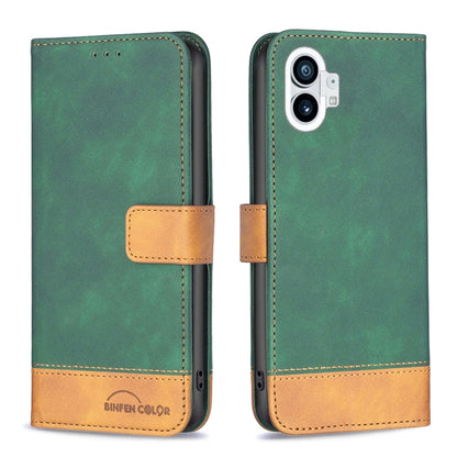 For Nothing Phone 1 BF11 Color Matching Skin Feel Leather Phone Case(Green) - Nothing Cases by buy2fix | Online Shopping UK | buy2fix