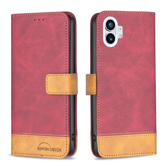 For Nothing Phone 1 BF11 Color Matching Skin Feel Leather Phone Case(Red) - Nothing Cases by buy2fix | Online Shopping UK | buy2fix