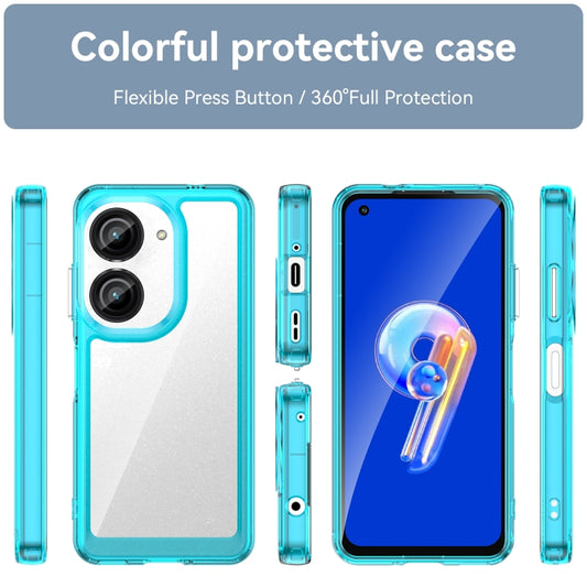 For Asus ZenFone 9 Colorful Series Acrylic + TPU Phone Case(Transparent Blue) - ASUS Cases by buy2fix | Online Shopping UK | buy2fix