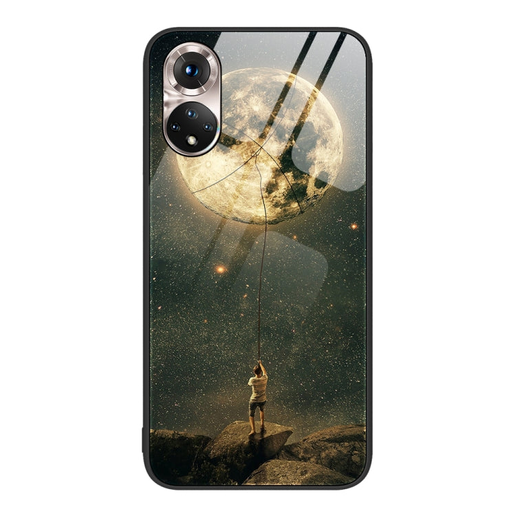 For Honor 50 Colorful Painted Glass Phone Case(Moon) by buy2fix