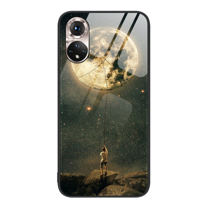 For Honor 50 Colorful Painted Glass Phone Case(Moon) by buy2fix