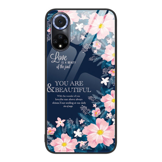 For Huawei nova 9 Colorful Painted Glass Phone Case(Flower) - Huawei Cases by buy2fix | Online Shopping UK | buy2fix