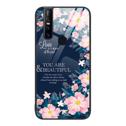 For vivo V15 Colorful Painted Glass Phone Case(Flower) - vivo Cases by buy2fix | Online Shopping UK | buy2fix