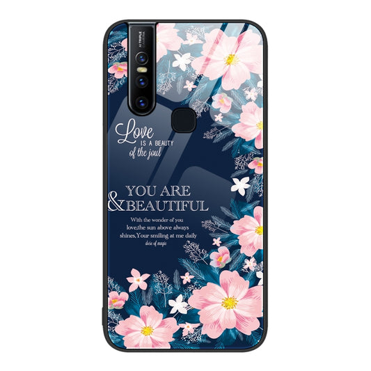 For vivo V15 Colorful Painted Glass Phone Case(Flower) - vivo Cases by buy2fix | Online Shopping UK | buy2fix