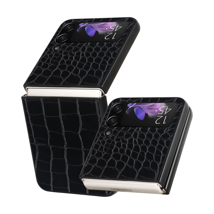 For Samsung Galaxy Z Flip4 Leather Shockproof Protective Phone Case(Black Crocodile Texture) - Galaxy Z Flip4 5G Cases by buy2fix | Online Shopping UK | buy2fix