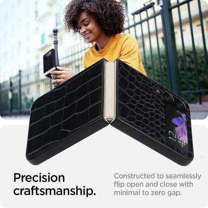 For Samsung Galaxy Z Flip4 Leather Shockproof Protective Phone Case(Black Crocodile Texture) - Galaxy Z Flip4 5G Cases by buy2fix | Online Shopping UK | buy2fix