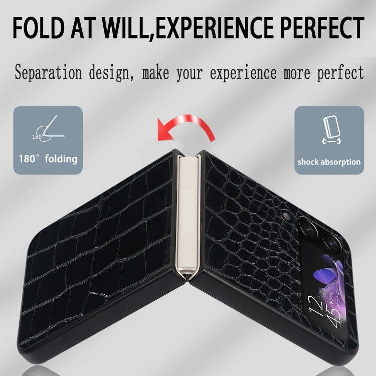 For Samsung Galaxy Z Flip4 Leather Shockproof Protective Phone Case(Black Crocodile Texture) - Galaxy Z Flip4 5G Cases by buy2fix | Online Shopping UK | buy2fix