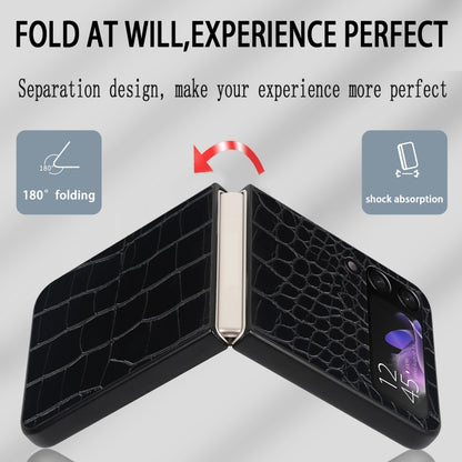 For Samsung Galaxy Z Flip4 Leather Shockproof Protective Phone Case(Black Crocodile Texture) - Galaxy Z Flip4 5G Cases by buy2fix | Online Shopping UK | buy2fix
