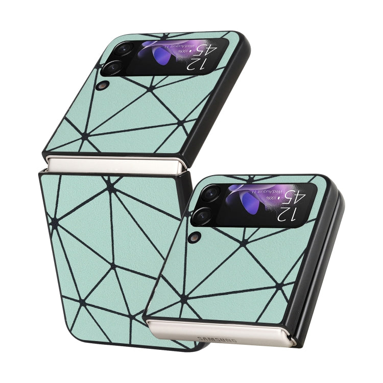 For Samsung Galaxy Z Flip4 Leather Shockproof Protective Phone Case(Green Spider Net Texture) - Galaxy Z Flip4 5G Cases by buy2fix | Online Shopping UK | buy2fix