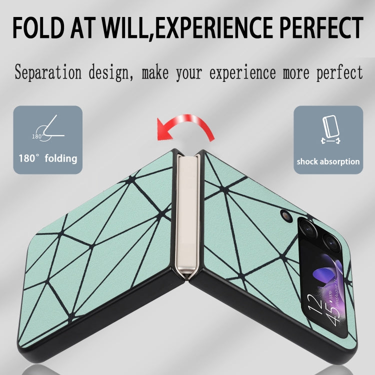 For Samsung Galaxy Z Flip4 Leather Shockproof Protective Phone Case(Green Spider Net Texture) - Galaxy Z Flip4 5G Cases by buy2fix | Online Shopping UK | buy2fix