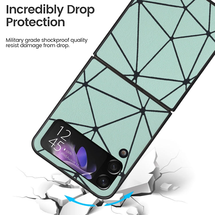 For Samsung Galaxy Z Flip4 Leather Shockproof Protective Phone Case(Green Spider Net Texture) - Galaxy Z Flip4 5G Cases by buy2fix | Online Shopping UK | buy2fix