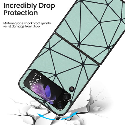 For Samsung Galaxy Z Flip4 Leather Shockproof Protective Phone Case(Green Spider Net Texture) - Galaxy Z Flip4 5G Cases by buy2fix | Online Shopping UK | buy2fix