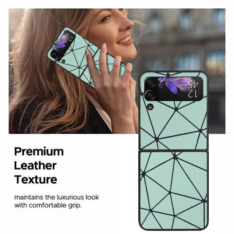 For Samsung Galaxy Z Flip4 Leather Shockproof Protective Phone Case(Green Spider Net Texture) - Galaxy Z Flip4 5G Cases by buy2fix | Online Shopping UK | buy2fix