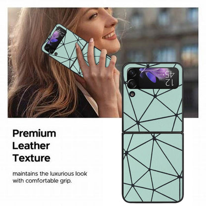 For Samsung Galaxy Z Flip4 Leather Shockproof Protective Phone Case(Green Spider Net Texture) - Galaxy Z Flip4 5G Cases by buy2fix | Online Shopping UK | buy2fix