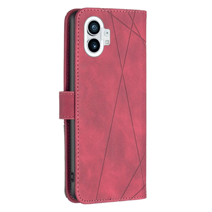 For Nothing Phone 1 Magnetic Buckle Rhombus Texture Leather Phone Case(Red) - Nothing Cases by buy2fix | Online Shopping UK | buy2fix